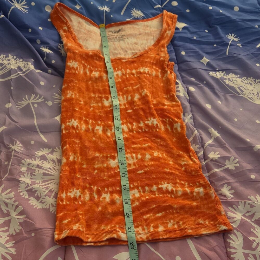 Faded Glory Women's Orange White Tie-Dye Ribbed Scoop Neck Sleeveless Tank XS
